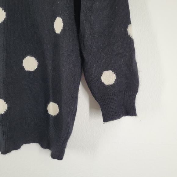 Wallace Madewell Pullover Sweater Womens Small Polka Dot Rabbit Hair Blend Black - Picture 3 of 9